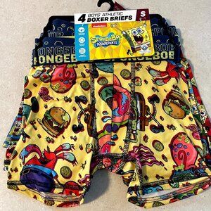 SpongeBob Boy's Multicolor Athletic Boxer Briefs Underwear 4-Pack Size S (6-7)
